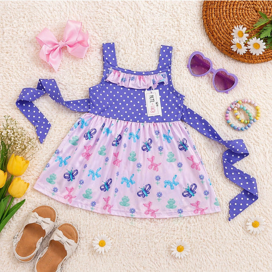 🌸 Lavender Butterfly Balloon Garden Dress