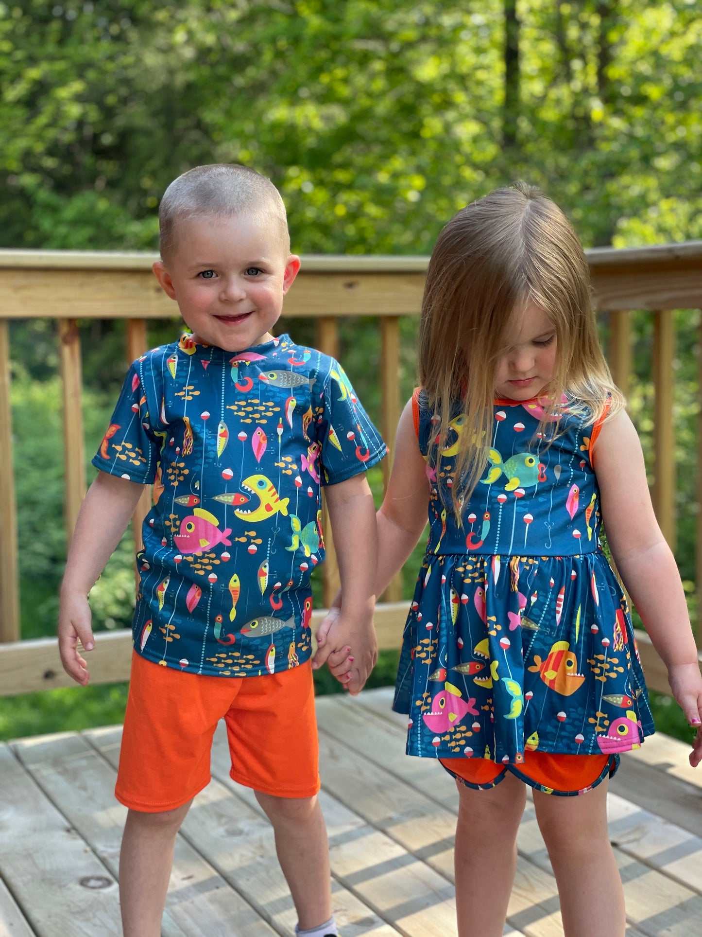 Fishing Lure Printed Tee and Short Set