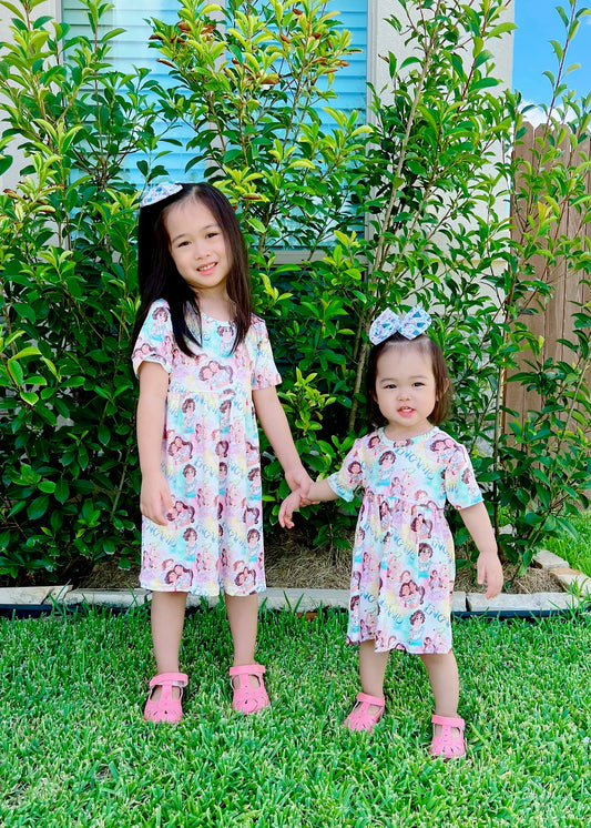 ✨ Enchanted Sisters Dress – Pastel Fairytale ✨