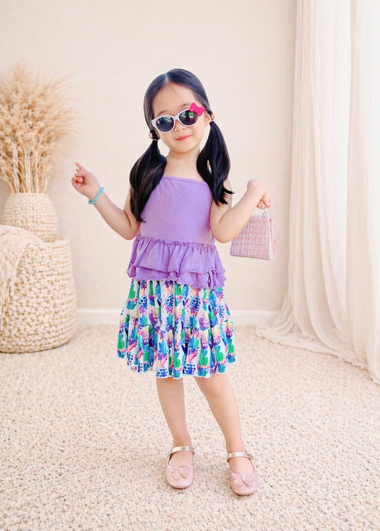 Water color Pineapple  Skirt Set