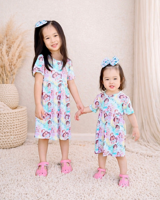 ✨ Enchanted Sisters Dress – Pastel Fairytale ✨