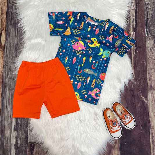 Fishing Lure Printed Tee and Short Set