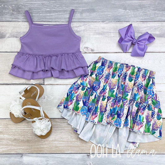 Water color Pineapple  Skirt Set